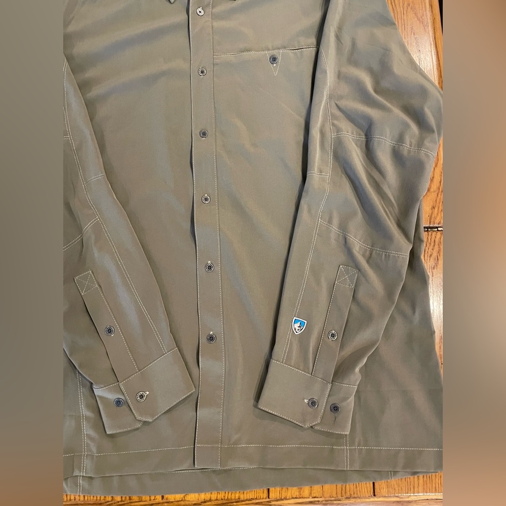 KUHL Renegade men’s long sleeve button down shirt, lunar green color, large - Picture 4 of 5